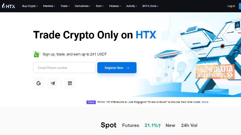 HTX Low-fee crypto exchange.
