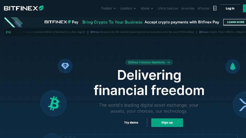 Bitfinex low-fee crypto exchange.