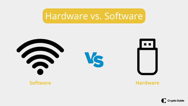 Hardware wallets vs software wallets comparison.