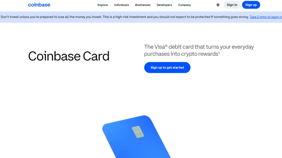 Coinbase Crypto Card.